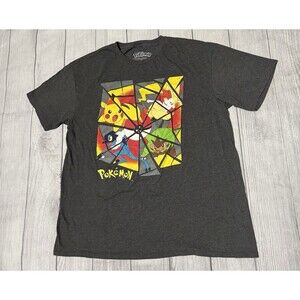 Nintendo Pokemon T Shirt Exploding Pokeball 4 Pokemon Size XL Dark Gray